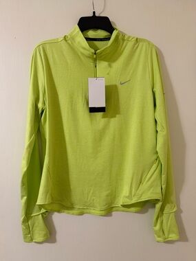 NWT Nike Women's Dri-FIT UV Half-Zip Running Top/Pullover in Light Lemon Twist.